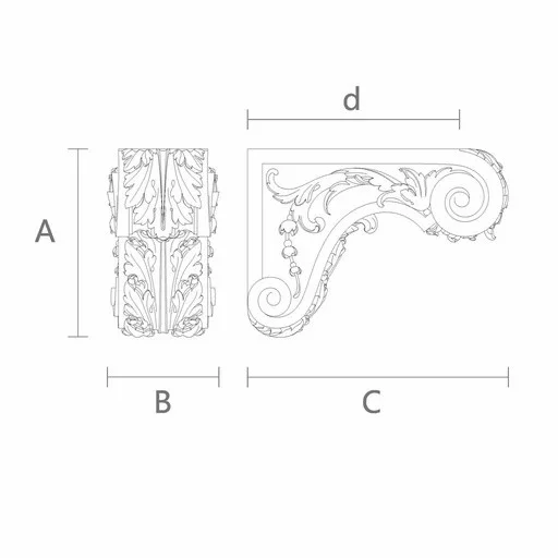 WIDE CORBEL WITH ACANTHUS LEAF BAROQUE
