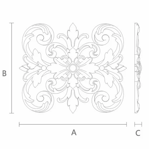 Handcrafted solid wood ornamental center onlay