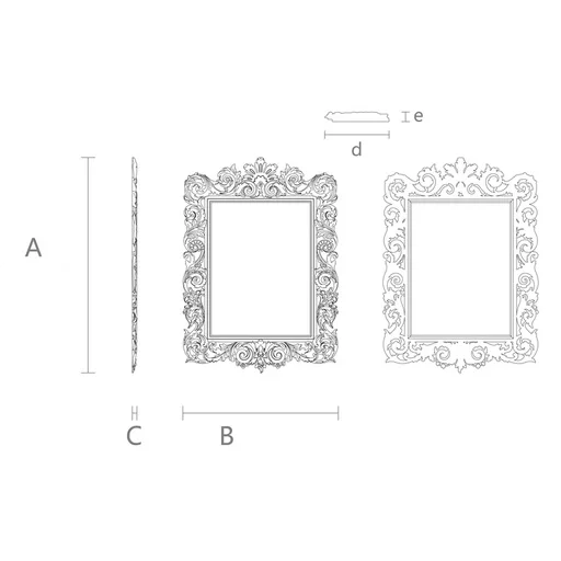 RECTANGULAR WOODEN BAROQUE STYLE FRAME MIRROR