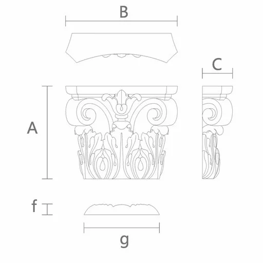 Decorative solid wood Corinthian capital, Classical capital corbel