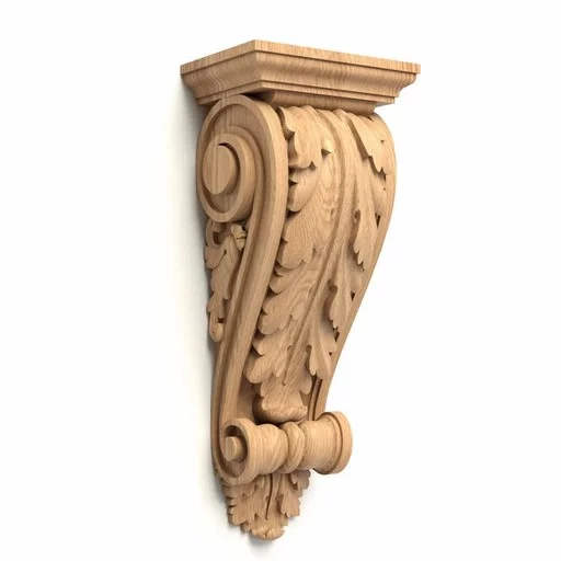 WOODEN CORBEL WITH ACANTHUS SCROLL BAROQUE