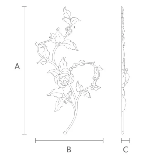 Elegant rose branch furniture onlay, Right