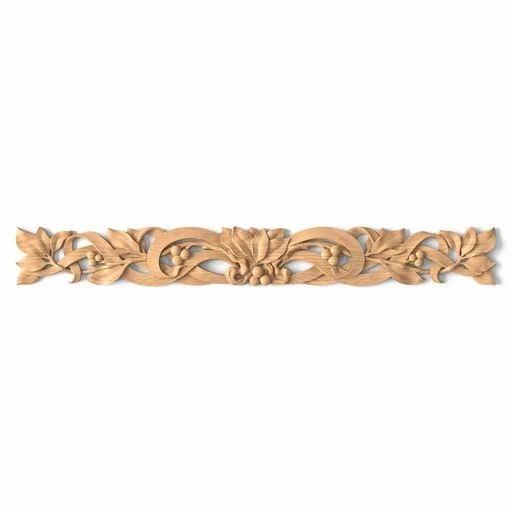 Carved laurel onlay with ribbons for doors from oak