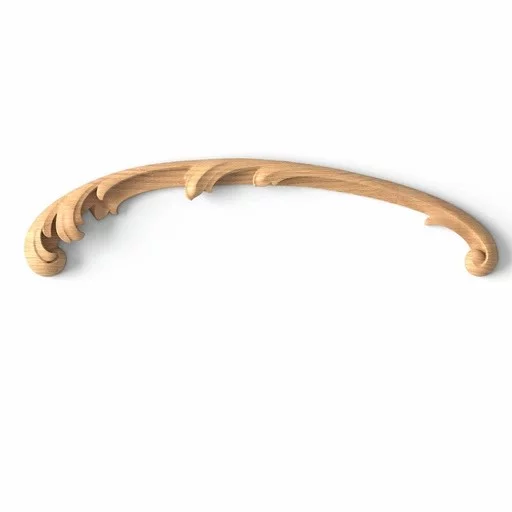 Long hardwood acanthus leaf onlay for interior decoration, Left