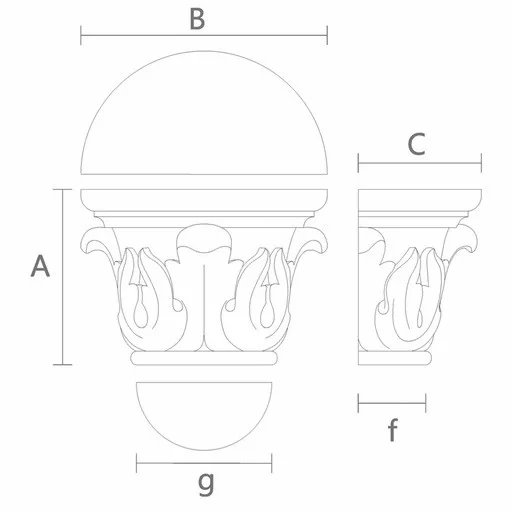 Miniature capitals for columns half round with acanthus leaves
