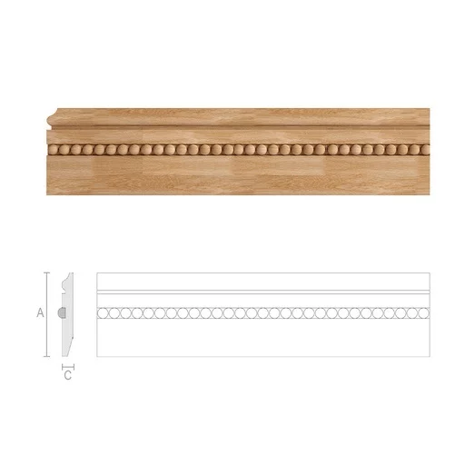 CARVED WOODEN SKIRTING BOARD WITH A BEADED INSERT