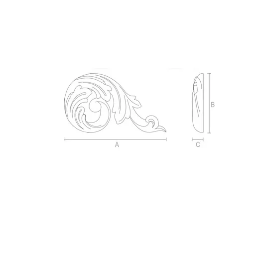 Solid wood furniture and interior Acanthus applique, Right