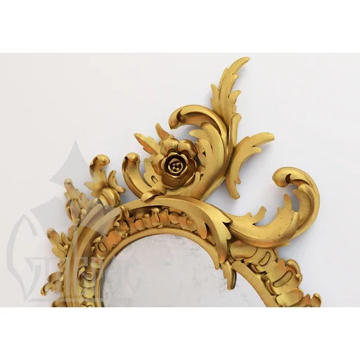 ROCOCO STYLE HARDWOOD CURVED FRAME MIRROR WITH FLOWERS