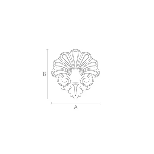 Solid wood shell scroll onlay for interior