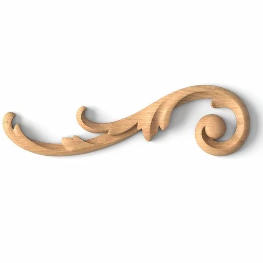 Classical-style hardwood acanthus cabinet onlays, Left