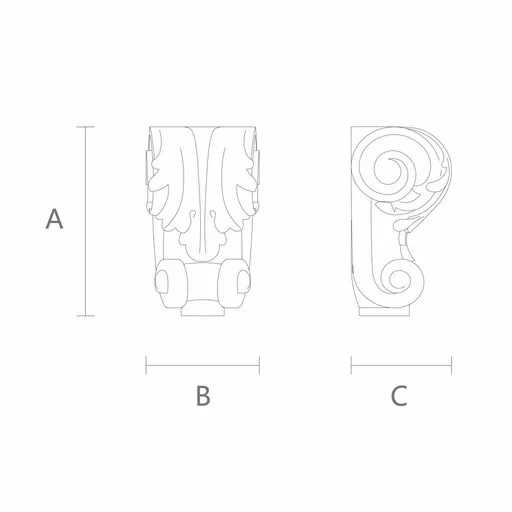 Small furniture feet with acanthus leaf antique (1 PC)