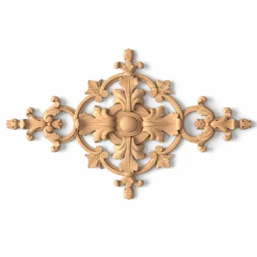 Openwork oak decorative onlay with flower buds