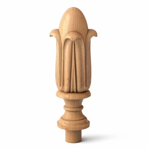 Long floral newel post decorative finials from beech