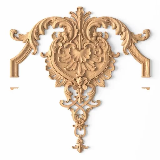 LARGE WOODEN ANTIQUE-STYLE DROP ONLAY WITH ACANTHUS LEAVES