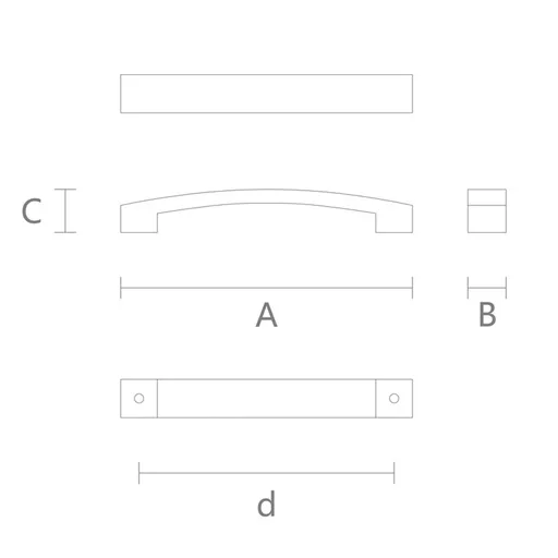 RECTANGULAR CONTEMPORARY CABINET PULL HANDLE