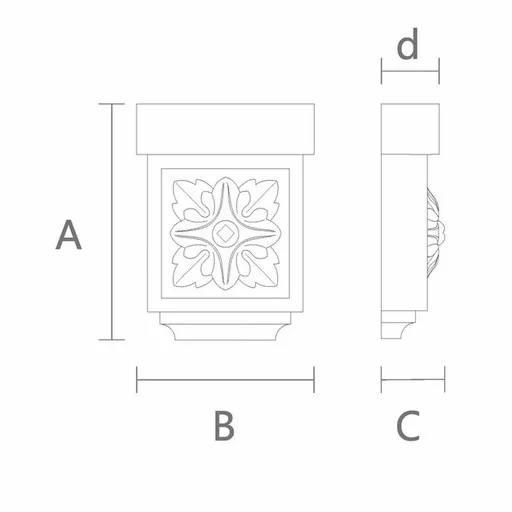 Carved corbels square floral for pilaster