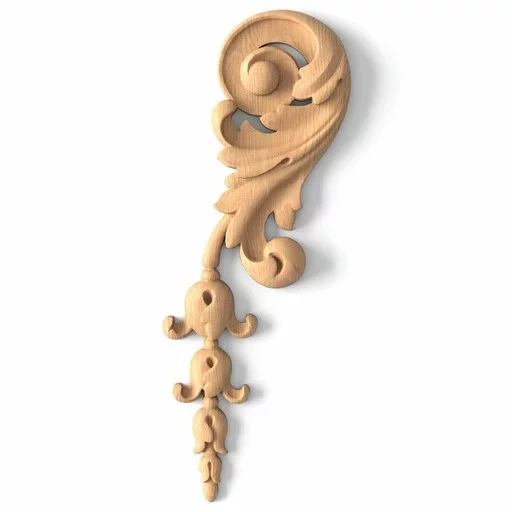 Custom wooden decorative onlay Acanthus with bellflowers, Right