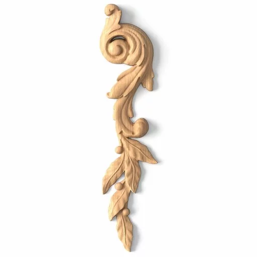 Decorative solid wood drop onlay Laurel branch, Right