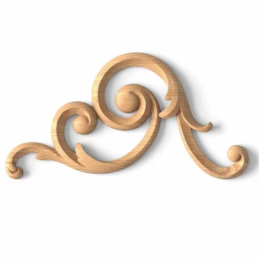 Large wooden scrolled appliques for stairs, Left