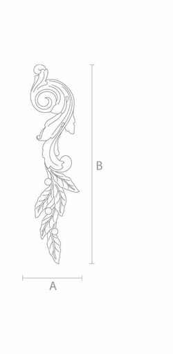 Decorative solid wood drop onlay Laurel branch, Right