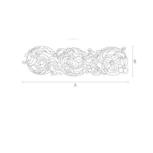 Carved wood openwork floral center onlay, Left