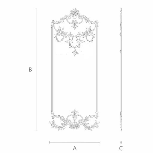 Ornate french wall panel with rose vines