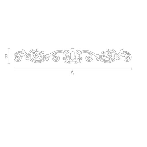 Long wooden decorative scroll applique for cabinets