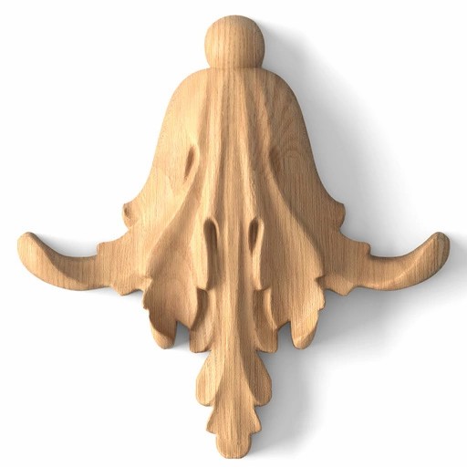 Small acanthus leaf applique for interior from solid wood
