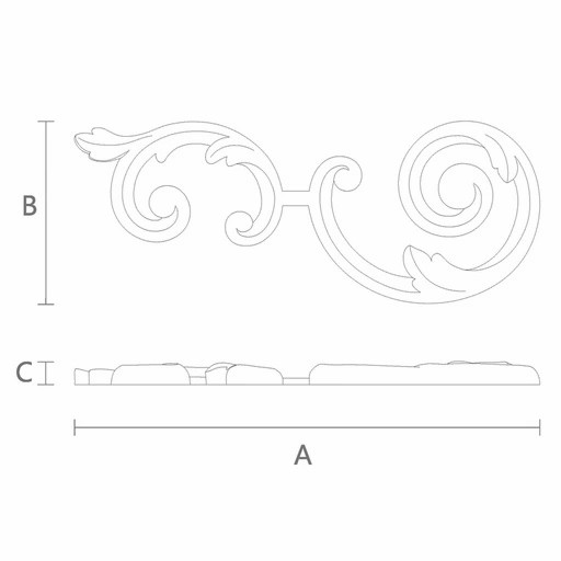 Renaissance-style wooden scrolled onlay, Left