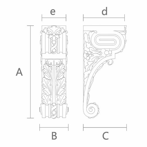 Large wood corbels ornate with floral elements