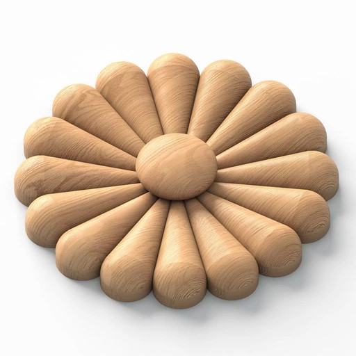 WOOD ROSETTE APPLIQUES FLORAL CLASSIC