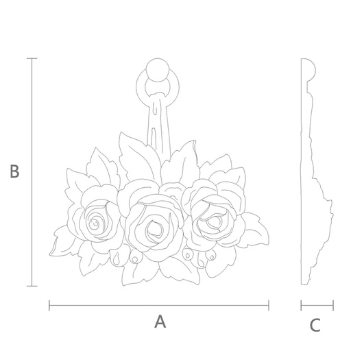 Decorative wooden embossed carved hanging roses onlay