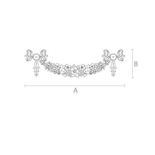 Large Romantic style wooden swag applique with flowers