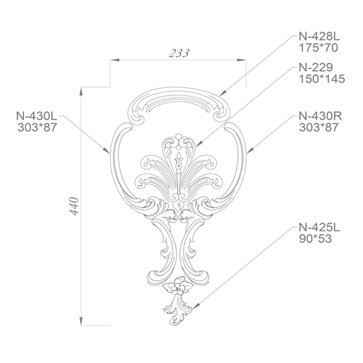 Gorgeous composition of overlays with palmette in the center