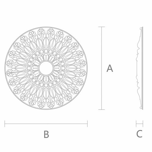 LARGE WOODEN ROUND IONIC ROSETTE APPLIQUE FOR CEILINGS