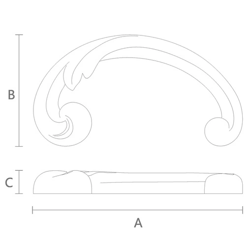Solid wood onlay Scroll for stircase, Left