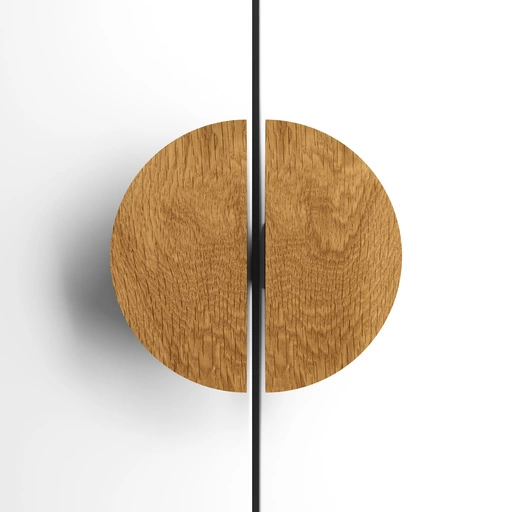 WOOD CABINET KNOB FROM TWO 5\ HALF ROUND PARTS FROM OAK. (SET OF 4 PC.)
