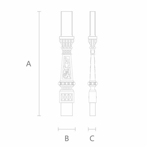 ORNATE FLAT WOODEN STAIR BALUSTER SLAVIC