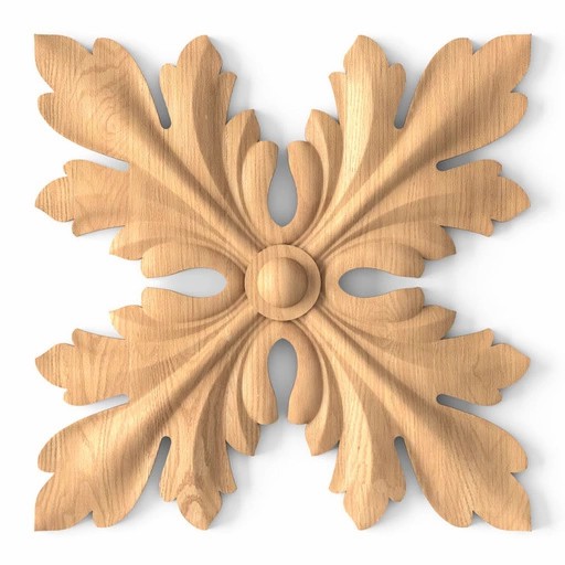 SQUARE OAK ROSETTE WITH ACANTHUS LEAVES