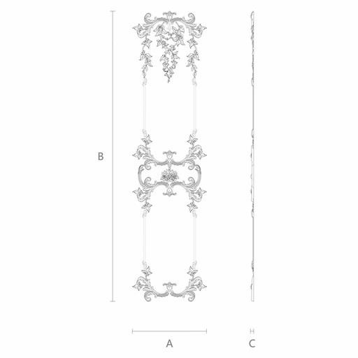 Decorative french wall panel with roses Baroque