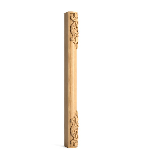 CARVED OAK CORNER COLUMN WITH ACANTHUS LEAVES