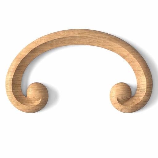 Carved double scroll onlay from solid wood