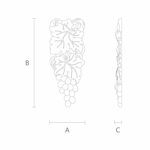 Large hardwood decorative applique Grapevine for walls, Left