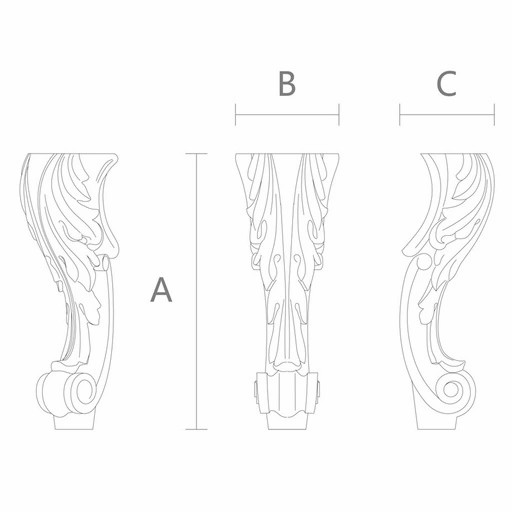 Queen Anne coffee table legs with acanthus leaf Baroque (1 PC)