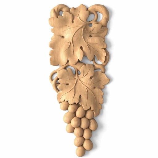 Large hardwood decorative applique Grapevine for walls, Left
