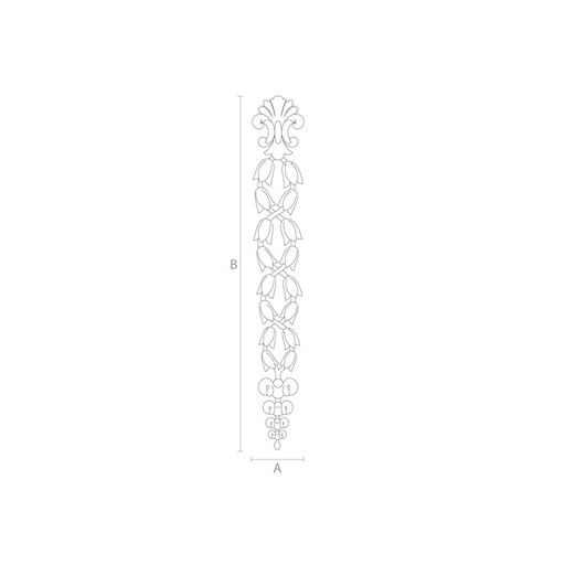 Handcrafted narrow drop onlay with bellflowers from wood