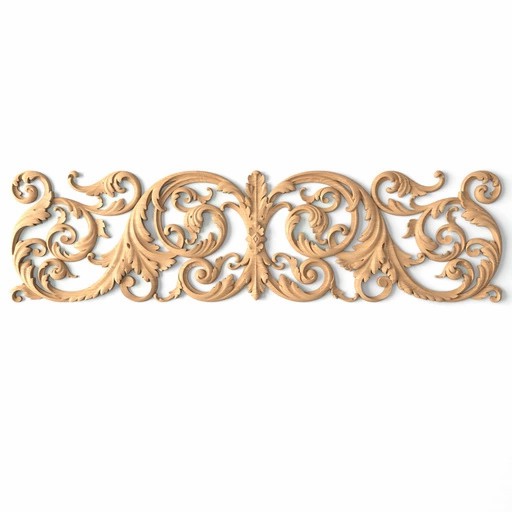 Rectangular Baroque-style carved floral onlay from oak