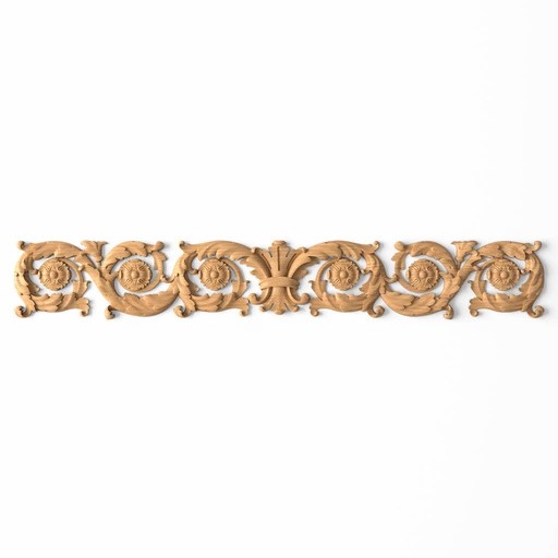 Baroque wooden long scroll onlay with acanthus leaves