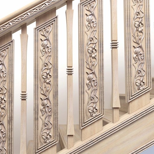 ART NOUVEAU OAK CARVED BALUSTER WITH IRISES FLOWERS