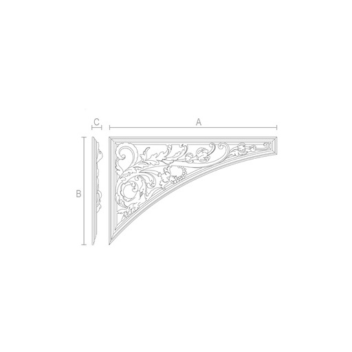 Large Antique-style wood corner applique with acanthus, Left